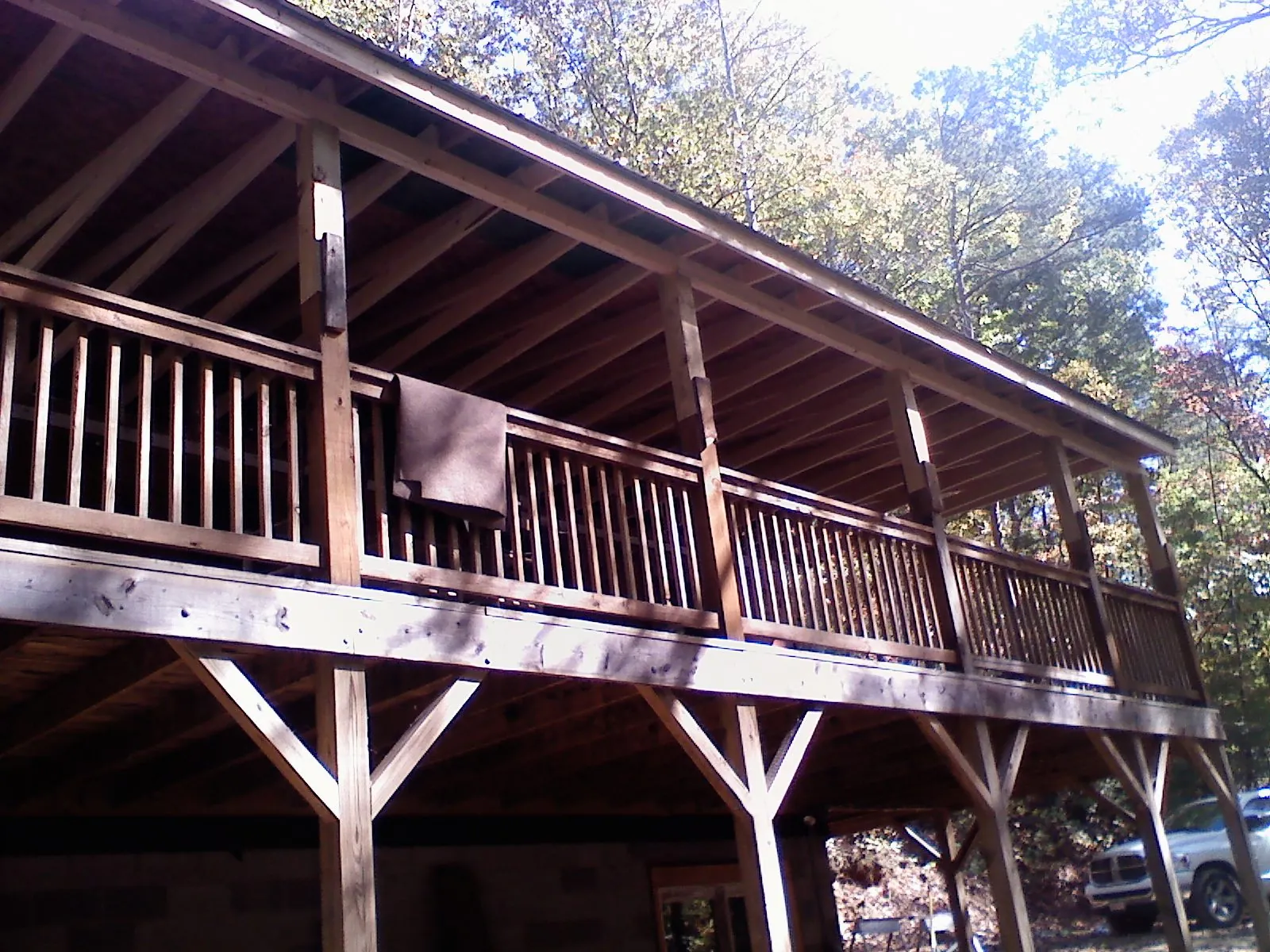 Timber framing under a new elevated porch and deck — Roof Leak Repair in Dousman by Roofing Brothers